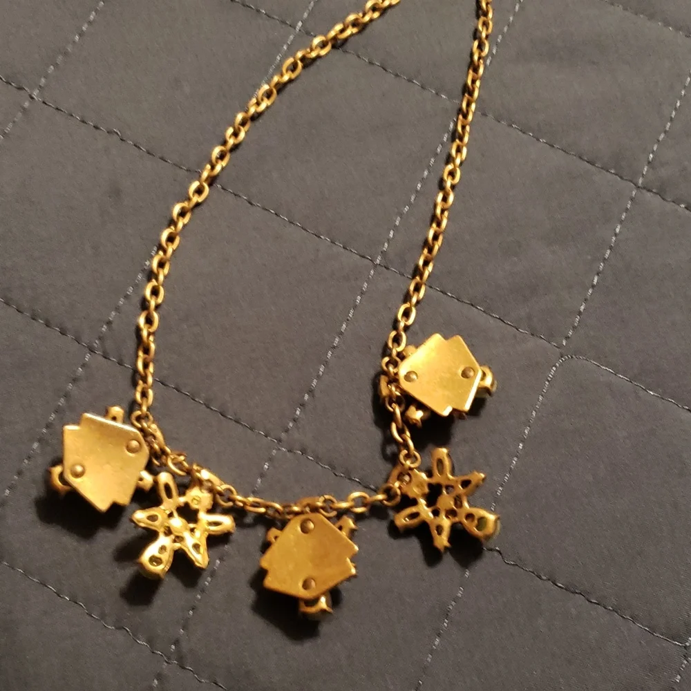 J. Crew Gold Necklace with Lime Green Accents